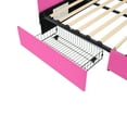 thumbnail image 6 of Twin Size Upholstered Daybed with 2 Drawers, Modern Solid Wood Corner Sofa Bed Frame, No Box Spring Required, for Living Room or Bedroom, Rose Red, 6 of 9