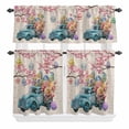 thumbnail image 2 of Kitchen Window Curtains Valance and Tier Set, Farm Blue Truck Rose Flower Easter Egg Rod Pocket Tier Curtain Valance Set, Spring Cherry Vintage Linen Light Filtering Cafe Curtains for Bedroom, 2 of 9