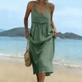 thumbnail image 4 of Womens Cami Dresses V Neck Spaghetti Strap Midi Dress Summer Loose Flowy Casual Beach Vacation Tank Long Sundress, 4 of 7