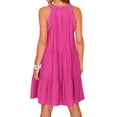 thumbnail image 2 of Fangasis Ladies Tank Dress Halter Neck Mini Sleeveless Sundress Women Loose Swing Simple Boho Short Rose Red S, 2 of 5