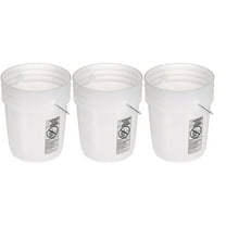 Natural 5 Gallon Heavy Duty Plastic Buckets 6-Pack | 90 Mil Food Grade HDPE
