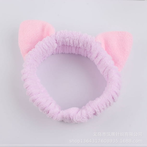 Bonita diadema con orejas de gato tridimensionales, accesorio para el baño, diadema para maquillaje facial