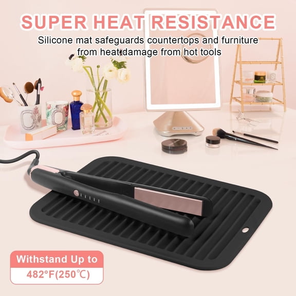 1pc Large Silicone Heat-Resistant Mat, Professional Hot Styling Tool Pad for Curling Irons and Straighteners, Portable Travel Home Salon Accessory