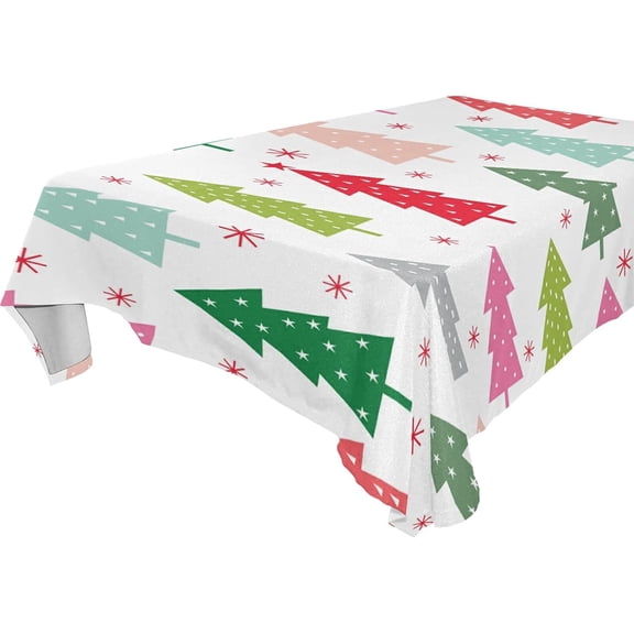 SKYSONIC Christmas Tree Tablecloth Waterproof Washable Polyester Square Table Cover Durable Tablecloth for Kitchen Dining Table Party Decor (60 X 120 Inch)