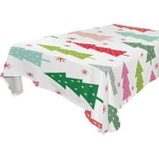 SKYSONIC Christmas Tree Tablecloth Waterproof Washable Polyester Square Table Cover Durable Tablecloth for Kitchen Dining Table Party Decor (54 X 72 Inch)