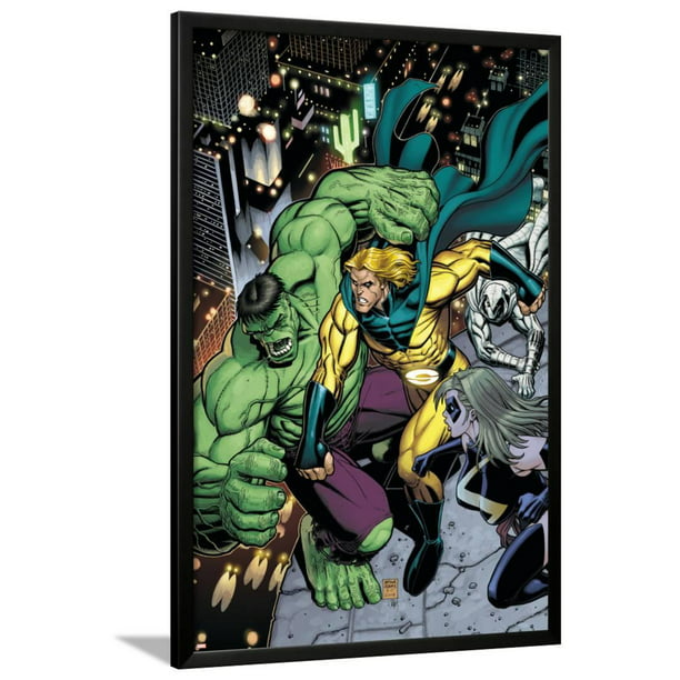 Hulk No.8 Cover Hulk, Sentry and Ms. Marvel Lamina Framed