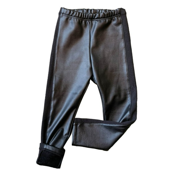 iiniim Toddlers Baby Girls PU Leather Leggings Tights Thick Fleece Lined Stretch Pants