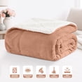 thumbnail image 3 of Ameha Sherpa Fleece Blanket Queen Size – Ultra Soft Plush Thick Warm Reversible Cozy Bed Blanket, Camel, 3 of 6