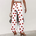 thumbnail image 4 of Petite Wide Leg Pants for Women Summer Palazzo Lounge Pants High Waist Boho Flowy Beach Vacation Trousers,S, 4 of 6