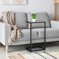 thumbnail image 5 of 2-Pack Light Taupe C-Shape Side Tables - Adjustable Height End Tables with Waterproof Top for Sofa & Bedroom, 5 of 6