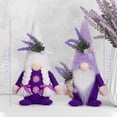 thumbnail image 3 of 12" Lavender Easter Gnome Plush - Faceless Doll With Flowers - Swedish Tomte Ornament - Spring Holiday Purple Decor - Farmhouse Tabletop Elf Figurine For Kitchen Living Room Shelf, 3 of 6