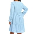 thumbnail image 2 of Cuteduck Women Plus Size Fall Casual Long Sleeve Dress Round Neck Tiered Knitted Flared Sleeve Midi Ruffle Dress 1X-5X, 2 of 7