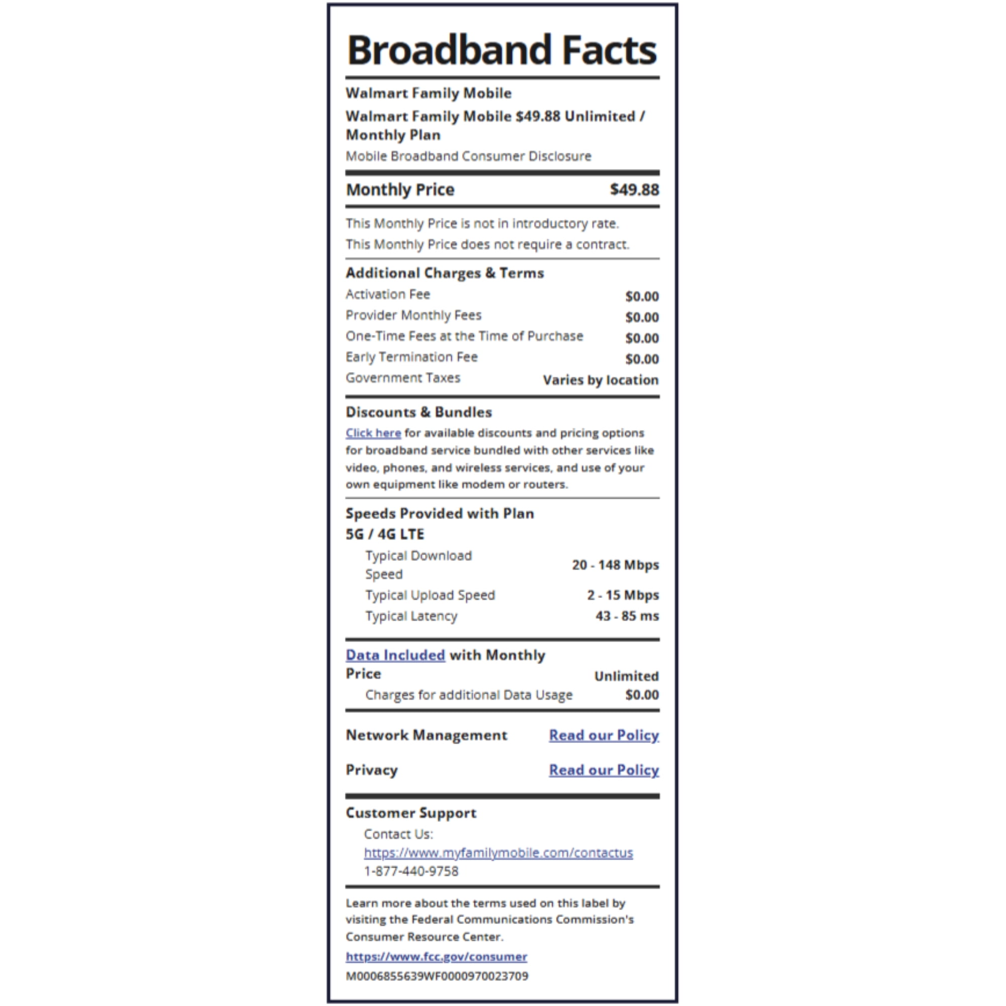 Walmart Family Mobile Unlimited Monthly Prepaid Plan + 30GB of Mobile Hotspot e-PIN Top Up (Email Delivery)
