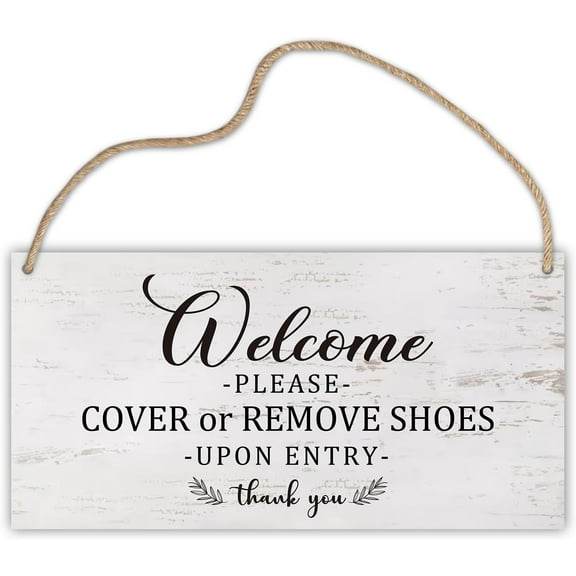 Wood Sign 5x10 Inch Wooden Hanging Sign Plaque Please Cover Or Remove Shoes Upon Entry Motivational Quote Wood Wall Sign Retro Farmhouse Home Decor Gift For Home Living Dining Bedroom Entryway Hallway