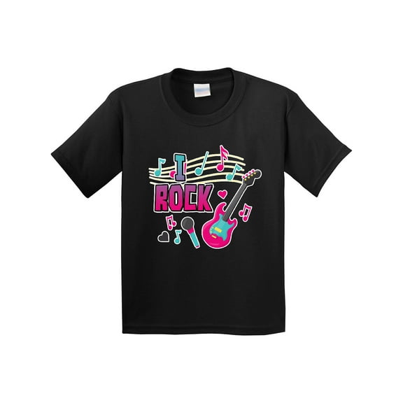 Inktastic I Rock with Guitar Microphone and Music Notes Youth T-Shirt