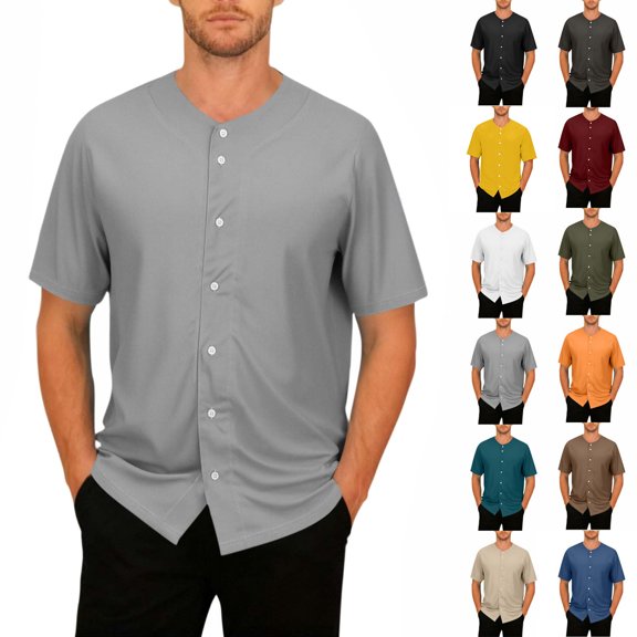 Purcolt Men's Short Sleeve Button Down Cardigan, V Neck Oversized Lightweight Casual Shirt Jacket for Summer Travel Outfits for Daily Wear