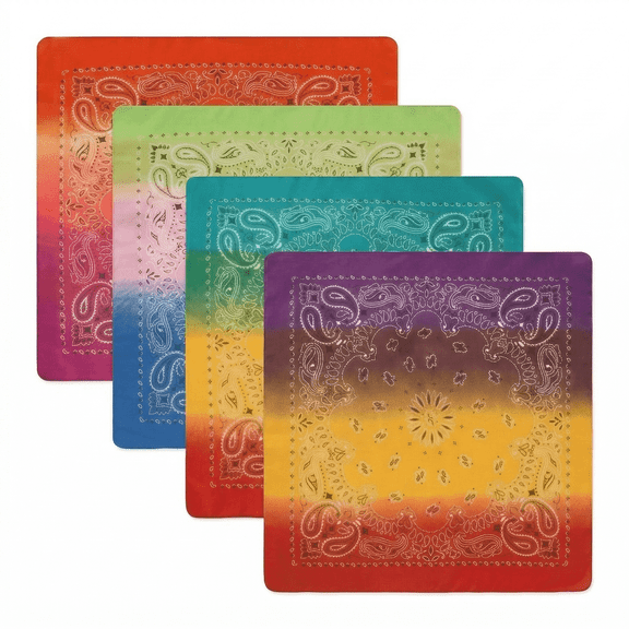 Colorful Bandanas 4 Pack for Adults, Multi Color Bandana Set for Events, Fun Runs and Parties