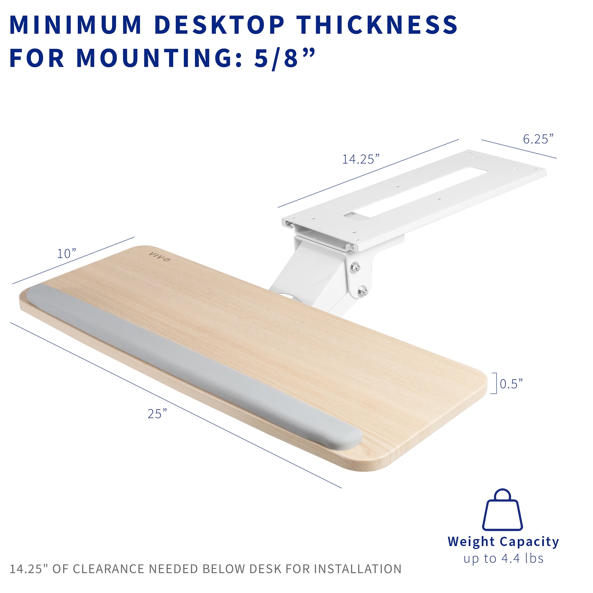 VIVO Light Wood Adjustable Computer Keyboard & Mouse Tray Under Table Desk Mount