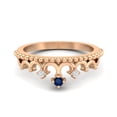 thumbnail image 1 of Bague Couronne Diadème pour Femmes Plaquée Rose en Argent Saphir Bleu Rond 2mm, 1 of 4