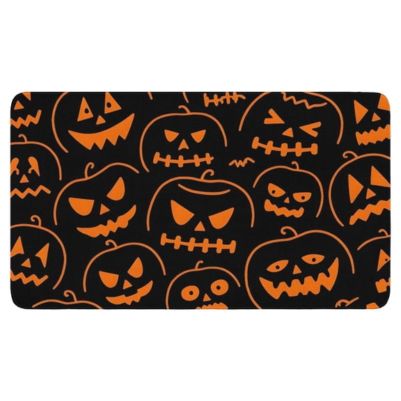 Horror Pumpkin Ghost Door Mat,Durable Absorbent Halloween Floor Entryway Rug 17x30 Inch Floor Mats for Kitchen Nursery Floor Entryway Rug