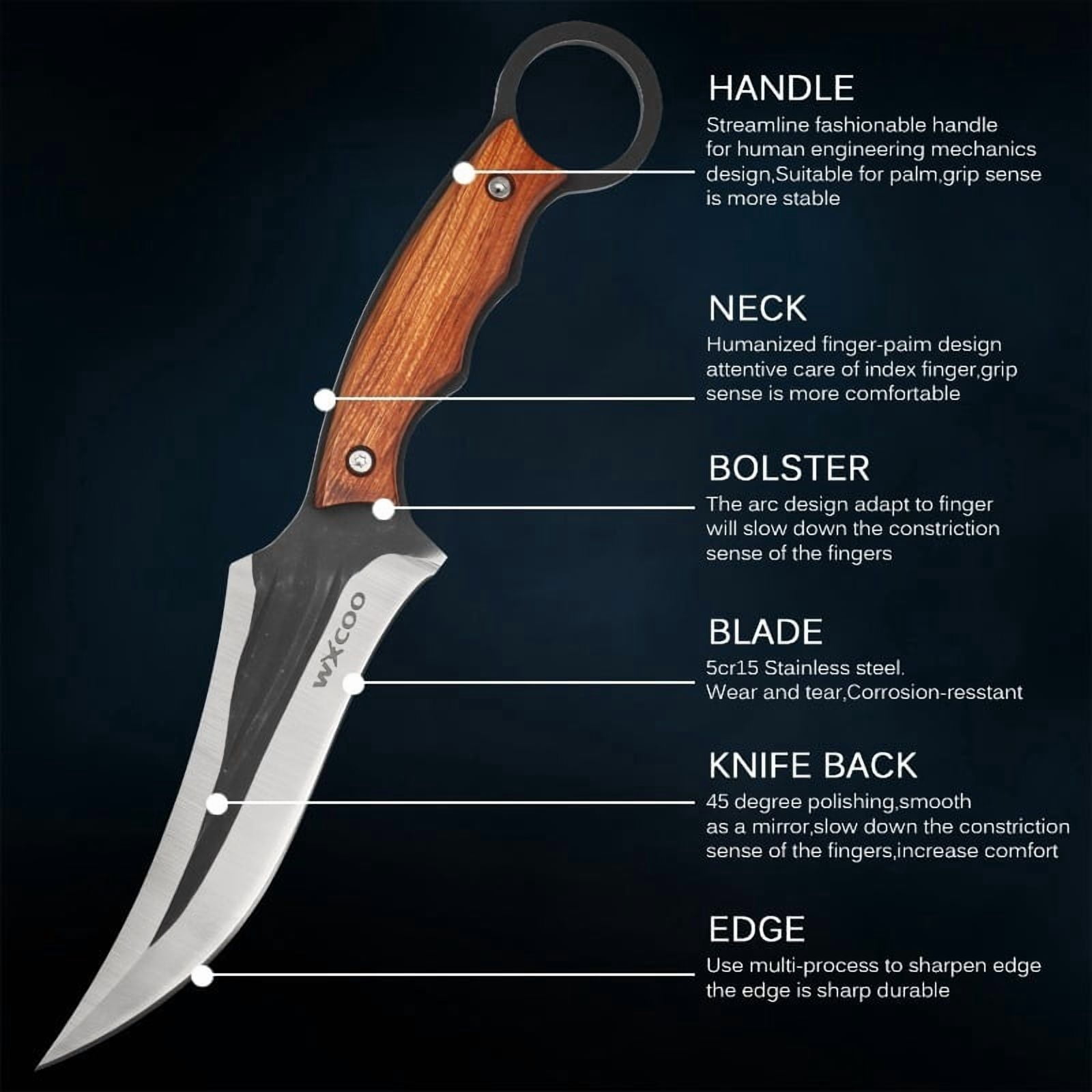 3SETS Professional Edc Knife Set Including Kitchen Chef Knife Stainless Steel Boning Utility and Cutting Knives with Cover for Outdoor Camping Fish Kitchen Supplies Durable Hand Forged Knives