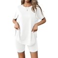 thumbnail image 1 of Conjunto de pijama Ekouaer para mujer, manga corta, ropa de salón, color blanco, XL, 1 of 6