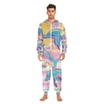 thumbnail image 2 of Dolphins and Palm Trees Adult Onesie Pajamas Slim Fit Christmas One Piece Suit Pjs for Women and Men Hooded Zipper, 2 of 7