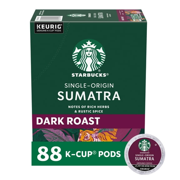 Starbucks Single-Origin Sumatra, Dark Roast Keurig K-Cup Coffee Pods, 100% Arabica, 88 Count