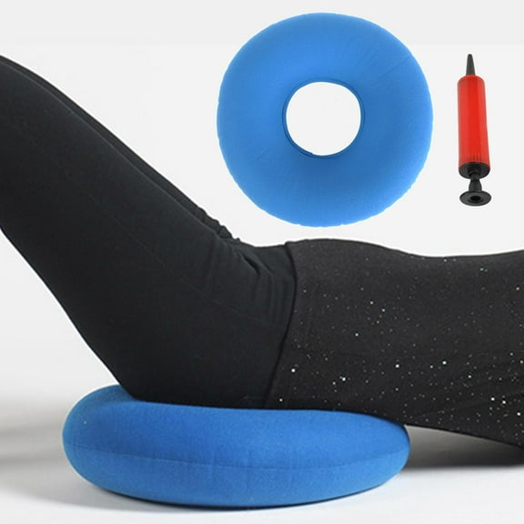 Donut Cushion Seat, Portable Inflatable Seat Pillow 15" Bed Sores Seat Pad for Hemorrhoid, Tailbone, Coccyx - Air Pump Included - Light Blue