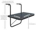 thumbnail image 2 of Table de Balcon Extérieure Réglable pour Rambarde, Bureau de Bar Suspendu Pliable en Aluminium avec Dessus à Grain de Bois, Plateau de Service Gain de Place pour Patio, Terrasse Ou Jardin, Noir, 23.6 Pouces L x 15.7 Pouces P, 2 of 7
