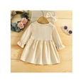thumbnail image 3 of Qiylii Toddler Girls 2Pcs Fall Outfits, V Neck Button Down Dress + Hair Bow, 3 of 9