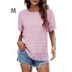 thumbnail image 1 of Camiseta de mujer de gasa con lunares, camiseta suelta, cuello redondo, manga corta, blusa, rosa, M Monstrate AP003107-07, 1 of 6
