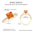thumbnail image 5 of Solitaire Lab Grown Orange Sapphire Ring with Moissanite - 2 Carat Princess Cut Sapphire Ring, 18K Yellow Gold, US 12.50, 5 of 8