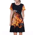 thumbnail image 1 of Balery Tennis Ball In Fire1 Vestidos sueltos de manga corta para mujer, vestidos de verano 2025, vestidos casuales de corte A con vuelo., 1 of 6