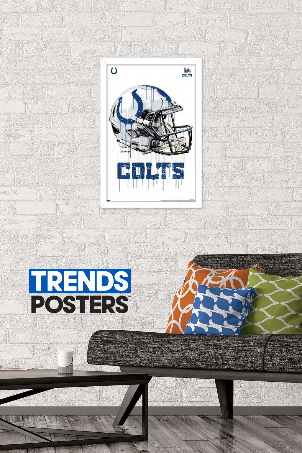 NFL Indianapolis Colts - Drip Helmet 20 Wall Poster, 14.725" x 22.375", Framed