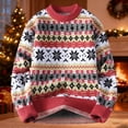 thumbnail image 2 of Miluxas Mens Knit Sweater Grandpa Vintage Knitted Sweaters Oversized Striped Spring Pullover Casual Long Sleeve Pullovers Red, 2 of 3