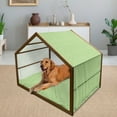 thumbnail image 2 of Lime Green Pet House, Triangles Geometry Modern Digital Pyramids Soft Graphic, Outdoor & Indoor Portable Dog Kennel with Pillow and Cover, 5 Sizes, Pale and Fern Green, by Ambesonne, 2 of 4