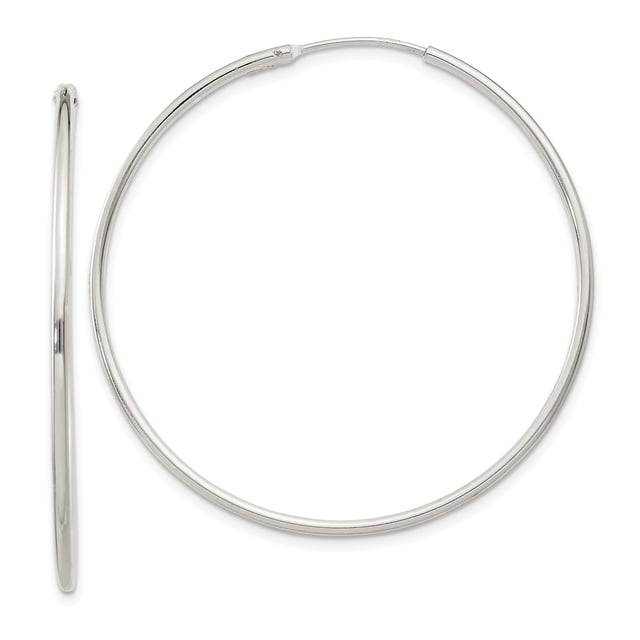 925 Sterling Silver 1.3mm Hoop Earrings Round Endless