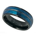 thumbnail image 2 of 2-Tone Hammered Finish Tungsten Ring - 8mm Blue & Black IP Comfort Fit Tungsten Carbide Anniversary Ring, 2 of 2