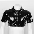 thumbnail image 2 of Men Sexy Leather Shirt, Glossy PVC Leather, Plus Size 3XL, Short Casual Shirt for Male, 2 of 6