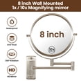 thumbnail image 2 of 8 in. W x 8 in. H Round 1X/10X Magnifying Mirror Wall-Mount Bathroom Makeup Mirror 360° rotation in Brushed Nickel, 2 of 7