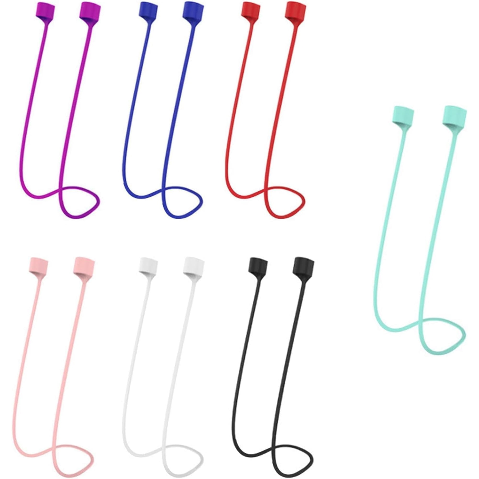 Colorful Airpod Strap Set of 7, Silicone Earphones Lanyard Strap, Wireless Earbuds Holder Cable Connector