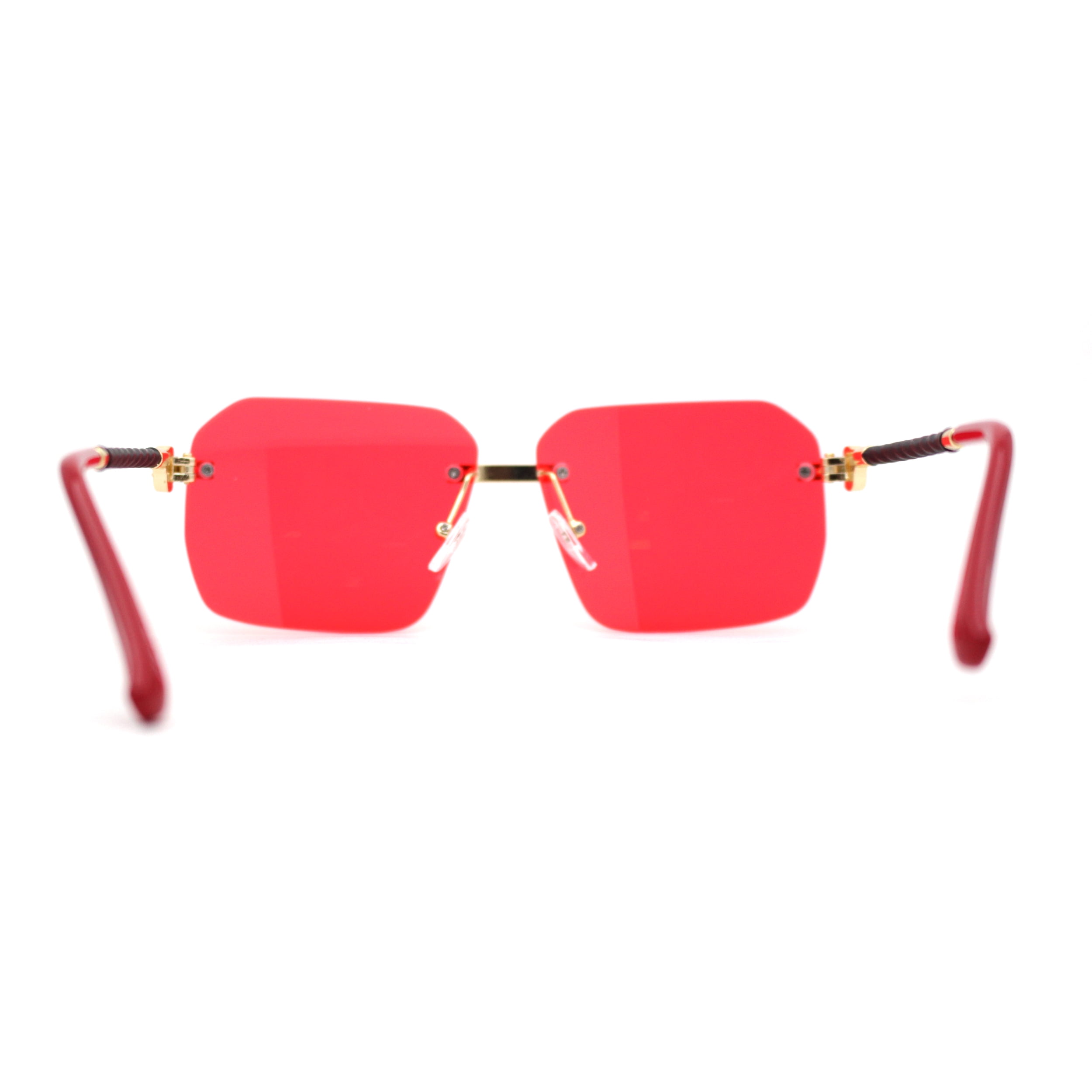 Mens Luxury Rimless Pimp Baller Rectangle Sunglasses Gold