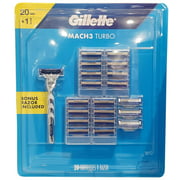 Gillette Mach3 Turbo 20 Refill Cartridges   Bonus Razor