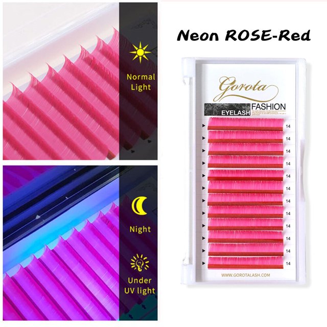 Extensión de pestañas de neón UV Gorota, pestañas que brillan en la oscuridad, verde fluorescente, brillante, colorido, a granel, extensión de pestañas individuales clásicas Tan Jianjun unisex