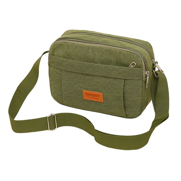 Bolso bandolera pequeño de moda con compartimentos dobles y cremallera