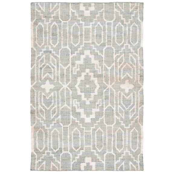 SAFAVIEH Natural Fiber Natalie Geometric Area Rug, Light Blue/Ivory, 4' x 6'