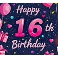 thumbnail image 4 of Happy 16th Birthday Themed Background Backdrop Banner Party Supplies with Balloons Cake and Stars Ideal for Birthday Parties Photography Props and Decorations, 4 of 7