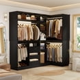 thumbnail image 6 of iSunirm Closet System with 2 Sets, Walk-in Closet Organizer System with Drawers & Hanging Rods, Heavy Duty Wardrobe Closet with Storage Shelves for Bedroom, Closet, 72''L x 36''W x 80''H, Black, 6 of 7