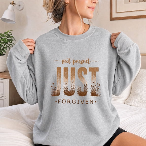 Jollimate Not Perfect Just Forgiven Sweatshirt, Christian Wildflower Pullover, Faith Based Women's Sweater